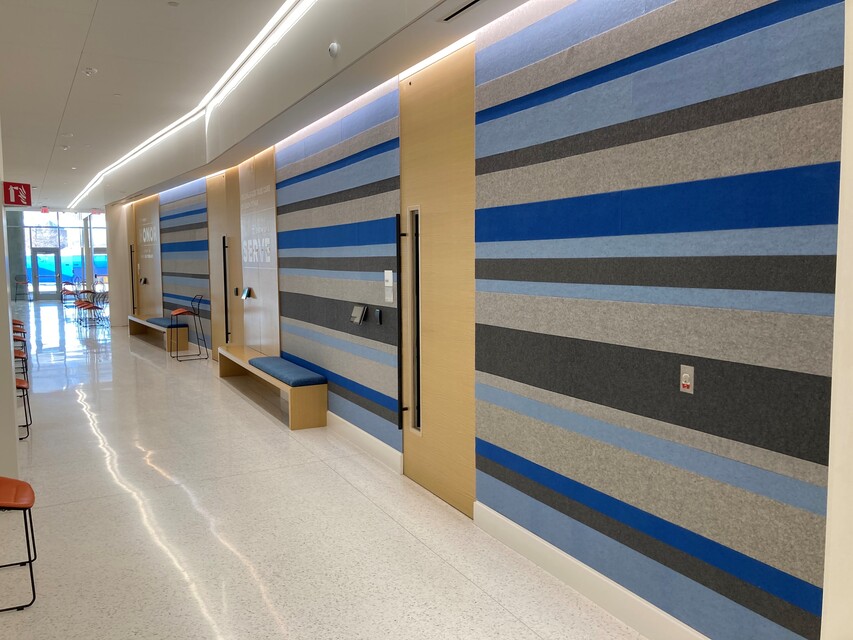 Custom Acoustic Installation - OU Medical-Center-Custom-Tackable-Felt-Surface