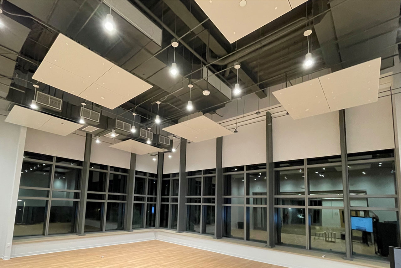 Endure Acoustics - photo of sound controlling acoustic install ceiling